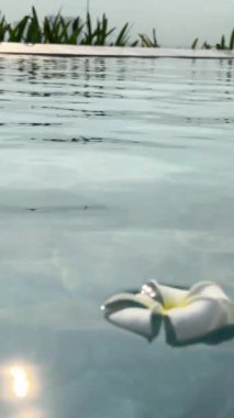 Sis akşamı Vietnam Ho Chi Minh Şehri. Bir gökdelenin çatısında cam havuz.