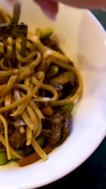 Udon Vermicelli 'nin Domuz Arkaplanı Kaydırıcı Sho. Yüksek kalite 4k görüntü