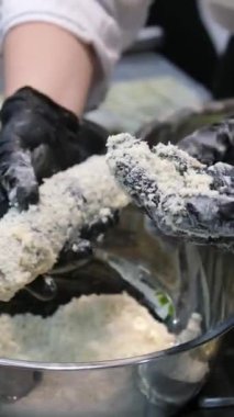 Yemek tarifi, adım adım suşi tempura. Yüksek kalite 4k görüntü