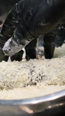 Yemek tarifi, adım adım suşi tempura. Yüksek kalite 4k görüntü