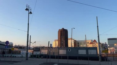 Katowice Hava Manzarası. Katowice 'nin modern şehir merkezi, Yukarı Silezya. KATOWICE, POLAND 03.24.2025