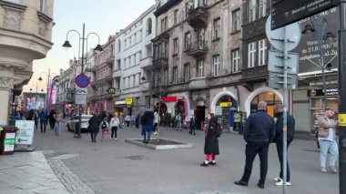 Katowice Hava Manzarası. Katowice 'nin modern şehir merkezi, Yukarı Silezya. KATOWICE, POLAND 03.24.2025