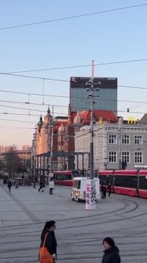 Katowice Hava Manzarası. Katowice 'nin modern şehir merkezi, Yukarı Silezya. KATOWICE, POLAND 03.24.2025