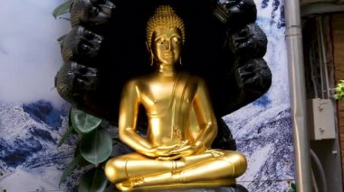 Altın Buddha Wat Traimit Tapınağı, Bangkok. Tapınak, Bangkok Çin Mahallesi ağırlığında dünyanın en büyük som altından Buda heykeline sahip. - Evet. Yüksek kalite 4k görüntü