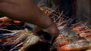 Fırında karides ızgara. Yüksek kalite 4k görüntü