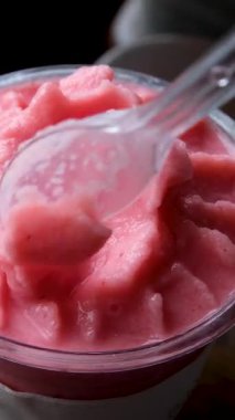 Dondurmalı çilek, yakın çekim Top view Food konsepti. Yüksek kalite 4k görüntü