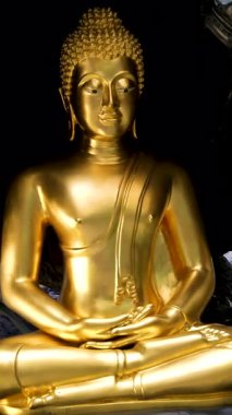 Altın Buddha Wat Traimit Tapınağı, Bangkok. Tapınak, Bangkok Çin Mahallesi ağırlığında dünyanın en büyük som altından Buda heykeline sahip. - Evet. Yüksek kalite 4k görüntü