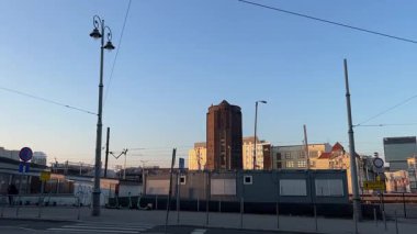 Katowice Hava Manzarası. Katowice 'nin modern şehir merkezi, Yukarı Silezya. KATOWICE, POLAND 03.24.2025