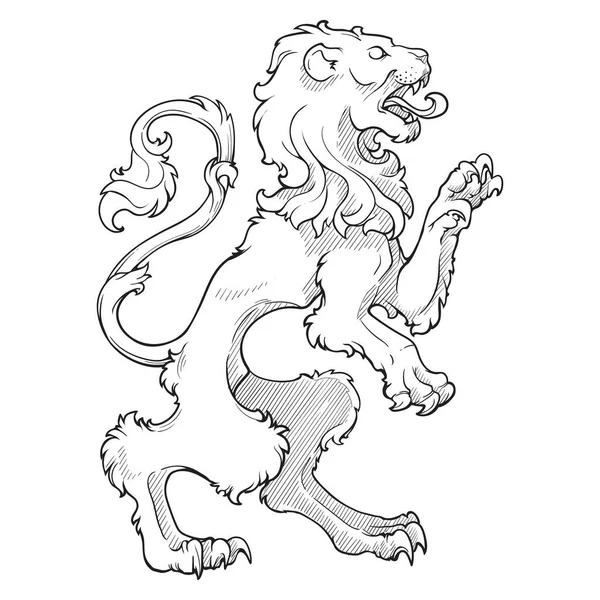 Lion Héraldique Marchant Sur Les Pattes Arrière Supporter Héraldique Une — Image vectorielle