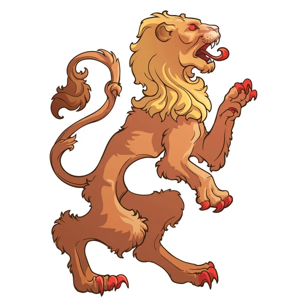 Heraldic Lion Walking Hind Legs Heraldic Supporter Part Coat Arms — Vetor de Stock