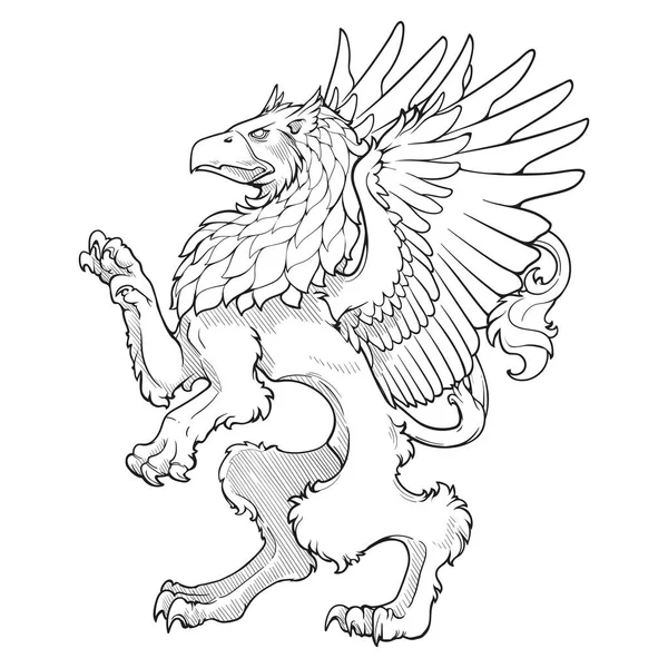 Heraldic Griffin Walking Hind Legs Heraldic Supporter Part Coat Arms — Stock Vector