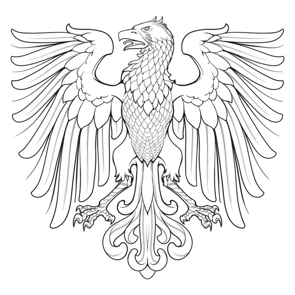 Heraldic Eagle Front View Wings Spread Heraldic Supporter Part Coat — Stockvector