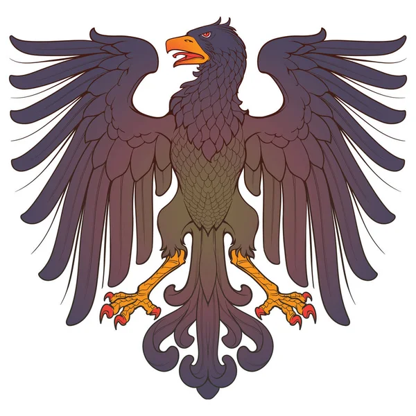Heraldic Eagle Spreading Wings Symmetrical Heraldic Supporter Part Coat Arms — Stockvector