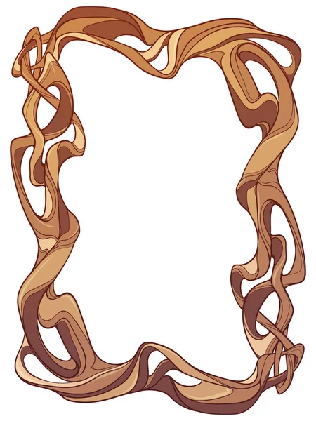 波状の絡み合った木の枝のアール ヌーヴォーのフレーム ケルトのモチーフ 白を基調とした線画 Eps 10ベクトルイラスト — ストックベクタ