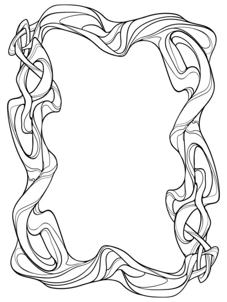 Art Nouveau Rám Vlnitých Propletených Stromů Brunches Keltské Motivy Svislý — Stockový vektor