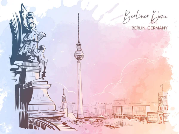 Blick Von Der Berliner Domkuppel Auf Die Berliner Innenstadt Schwarze — Stockvektor