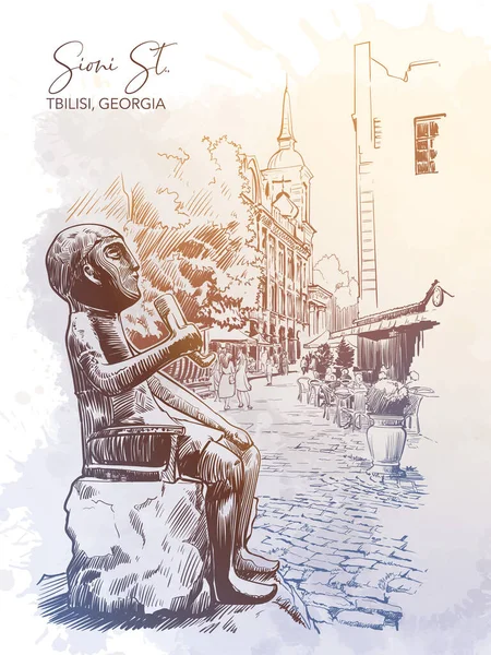 Статуя Тамада Копія Статуї Знайденої Колхічному Золотому Скарбі Тбілісі Грузія — стоковий вектор