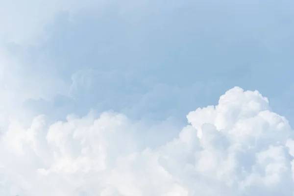 Close Big Clouds Day Light Clear Blue Sky Fluffy Soft — Stockfoto