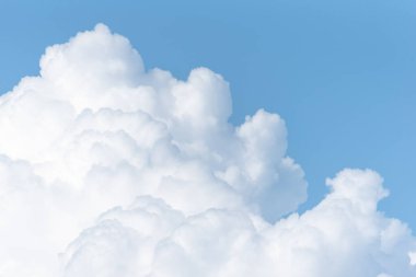 Close up of big clouds on day light, Clear blue sky and fluffy soft white cloud with copy space, Nature abstract background image
