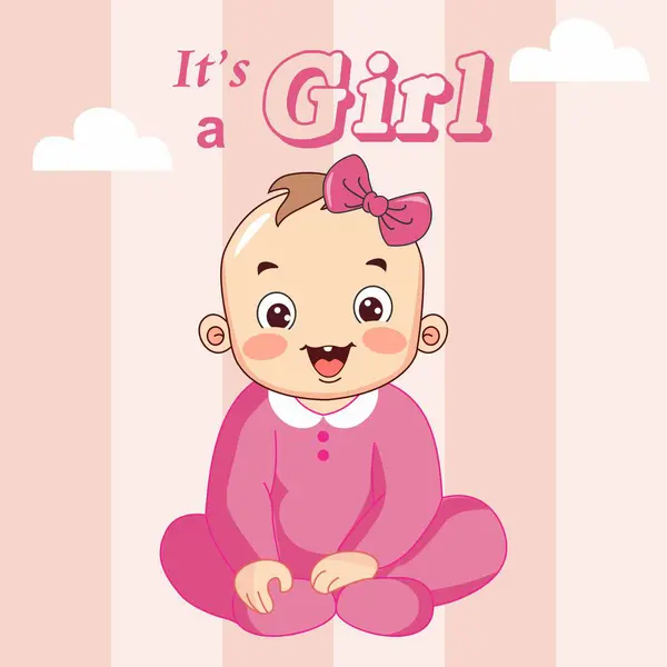 Baby Girl Gender reveal poster illustration