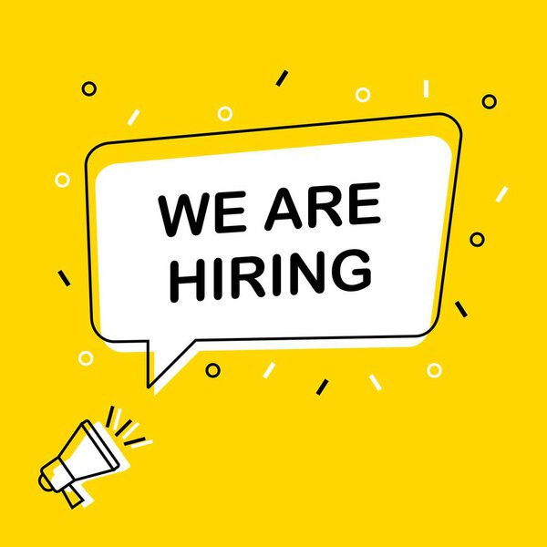 We are hiring a message shouting box announcing illustration