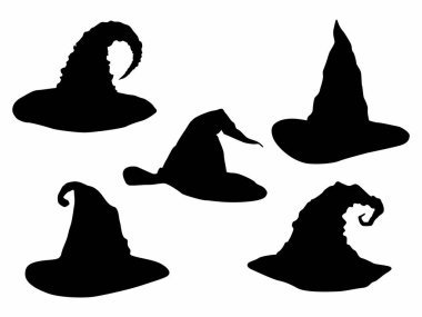 Sihirbaz başlıkları Siluetleri Resmetme Ayarlandı