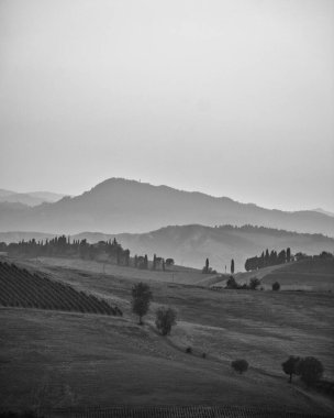 Splendid black and white hills landscape, italy's best views.