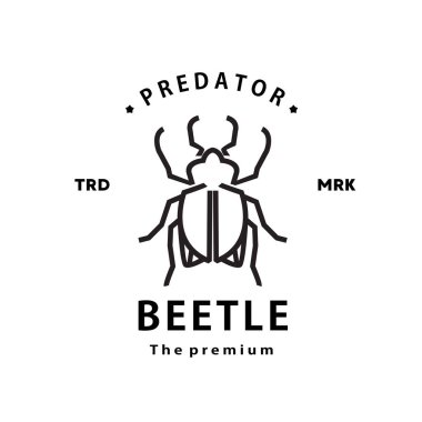 Eski tip hipster hippi böcek logosu ana hatlı monolin sanat simgesi