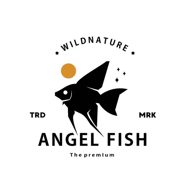 Vintage Retro Hipster Angel Fish Logo Vector Silhouette Art Icon — Stock Vector