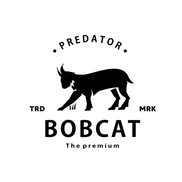 Vintage Retro Hipster Bobcat Logo Vector Outline Silhouette Art Icon — Stock Vector