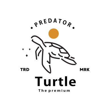 Antika hipster kaplumbağa logosu ana hatlı monolin sanat simgesi