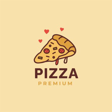 Cute pizza logo Mascot Vector Icon Illustration. Food Cartoon Flat Style Suitable for restaurant clipart