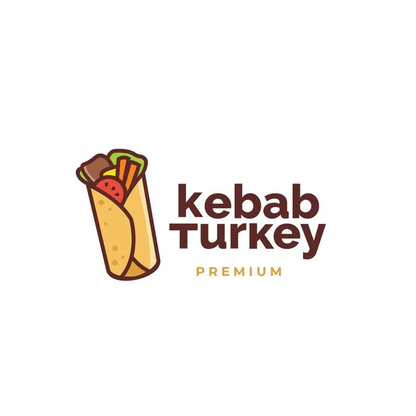 Şirin kebap logosu Maskot Vektör Simgesi İllüstrasyonu. Yemek Çizgi Filmi Düz Tarzı Restoran İçin Uygun