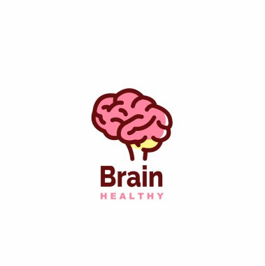 Minimalist şirin beyin logo vektör simgesi çizimi