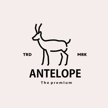 Antika hipster antilop logo vektör anahatları monoline sanat simgesi