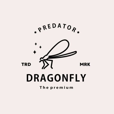 Klasik nostaljik hipster yusufçuk logosu ana hatlı monolin sanat simgesi