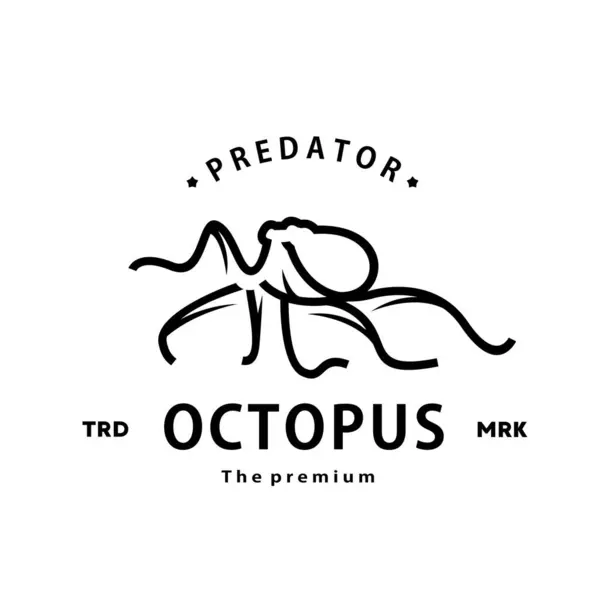 stock vector vintage retro hipster octopus logo vector outline monoline art icon