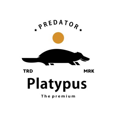 Eski tip hipster platypusl logo vektör siluet sanat simgesi