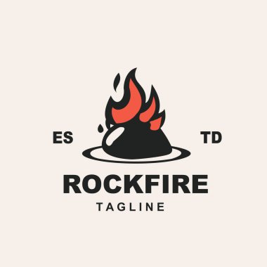 Marka ve şirket için Rock Fire minimalist logosu