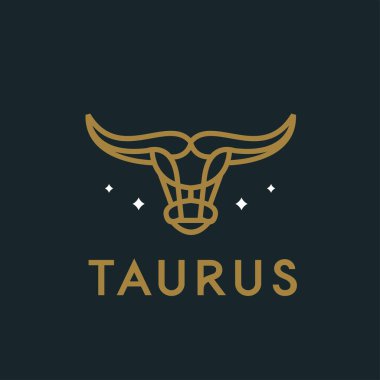Taurus basit logo monolini, marka ve şirket için minimalist boğa başı