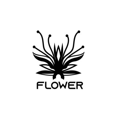 Basit monoline çiçek logosu, bir güzellik salonu işletmesi için klasik logo şablonu - dükkan, market, kafe veya grafik tasarımı.