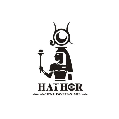 Eski Mısır tanrısı Isis Siluet. Ortadoğu güzellik kraliçesi güneş tacı ve asasıyla