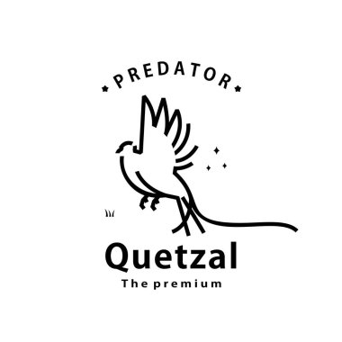 Klasik retro hipster quetzal logo vektör anahat monoline sanat simgesi