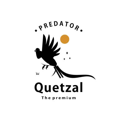 vintage retro hipster quetzal logo vector outline silhouette art icon clipart