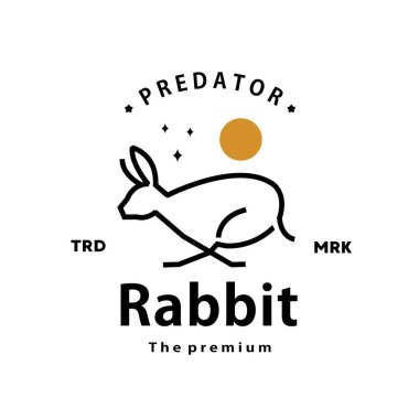 Klasik nostaljik hipster tavşan logosu ana hatları monoline sanat ikonu