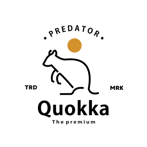 Klasik retro hipster quokka logo vektör anahat monoline sanat simgesi