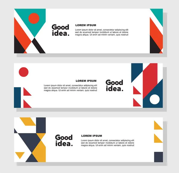 Modern geometrik web sitesi afiş şablon paketi seti