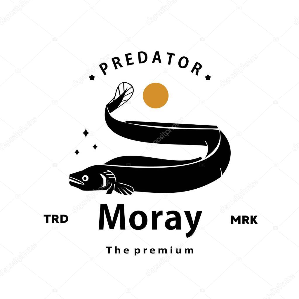 Vintage retro hipster moray logo vector outline silhouette art icon