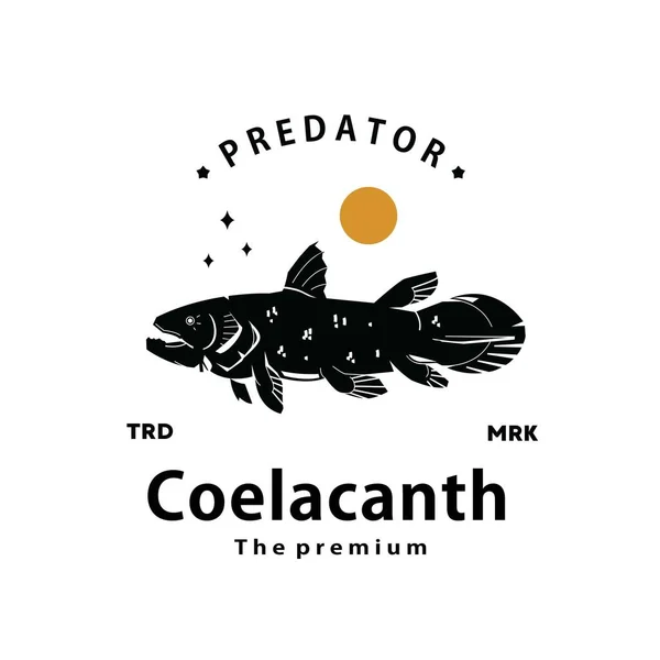Klasik retro hipster coelacanth logo vektör anahat siluet sanat simgesi