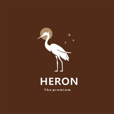 Heron doğal logo vektör silueti retro hipster